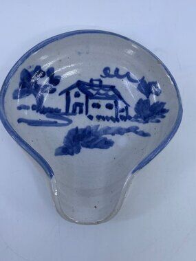 vintage m a hadley stoneware spoon rest hand painted cottagecore